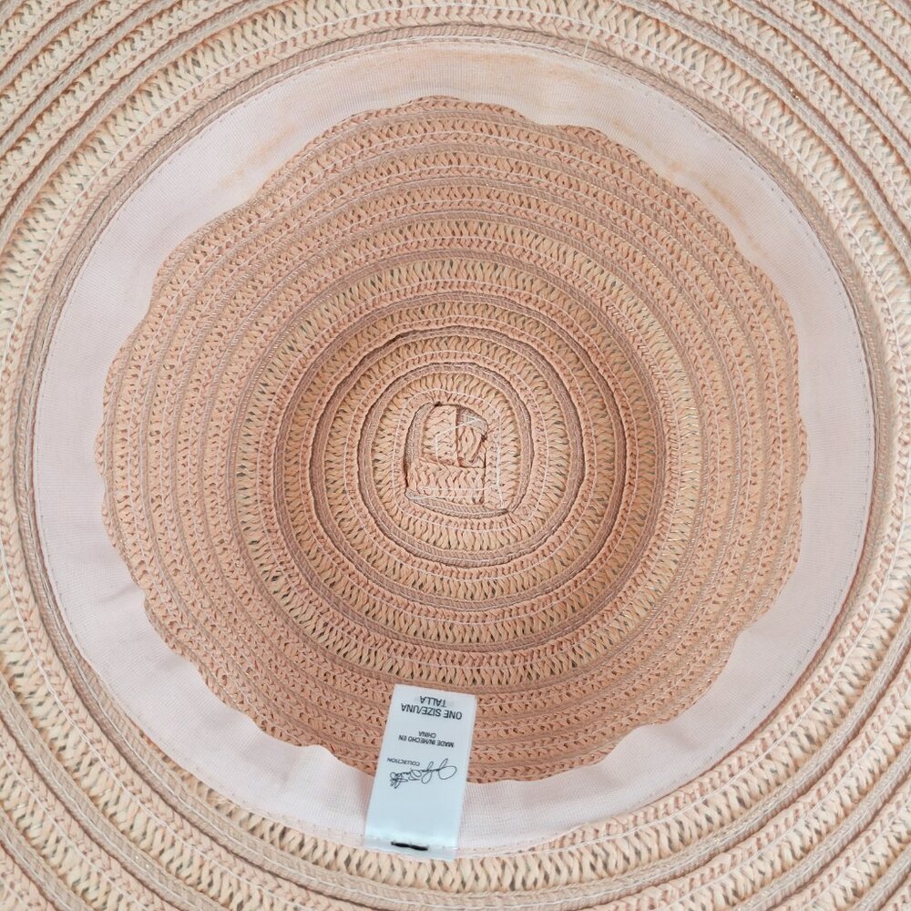Jaclyn Smith Sun Hat Women's OS Pink Striped Wide Brim Beach Pool Summer Casual - Picture 9 of 10